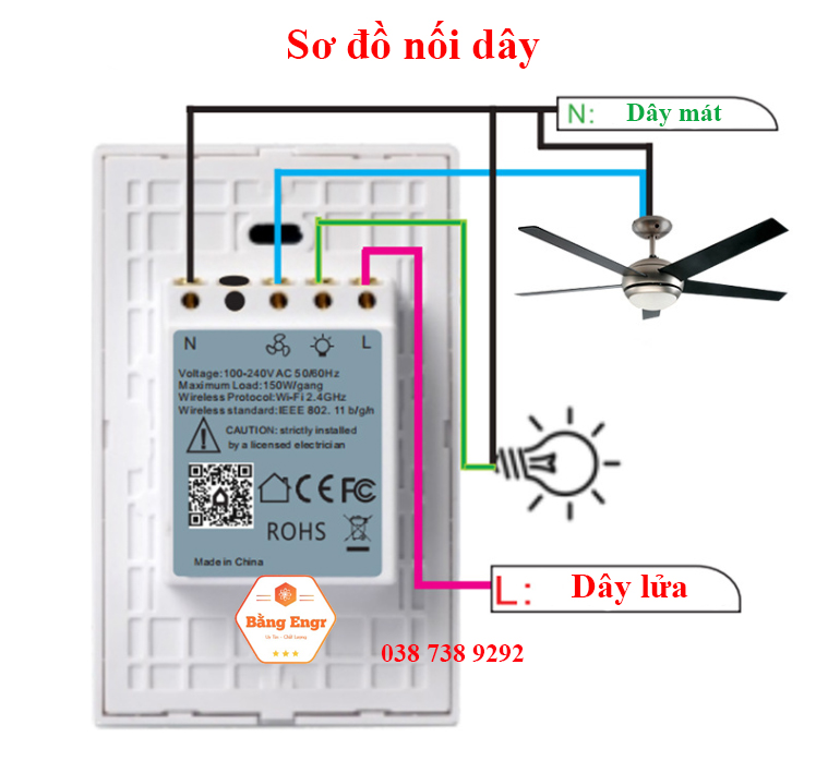 Công tắc đèn cảm ứng Wifi điều khiển từ xa - Hỗ trợ ra lệnh giọng nói Google assistant / Amazon elexa / IFTTT