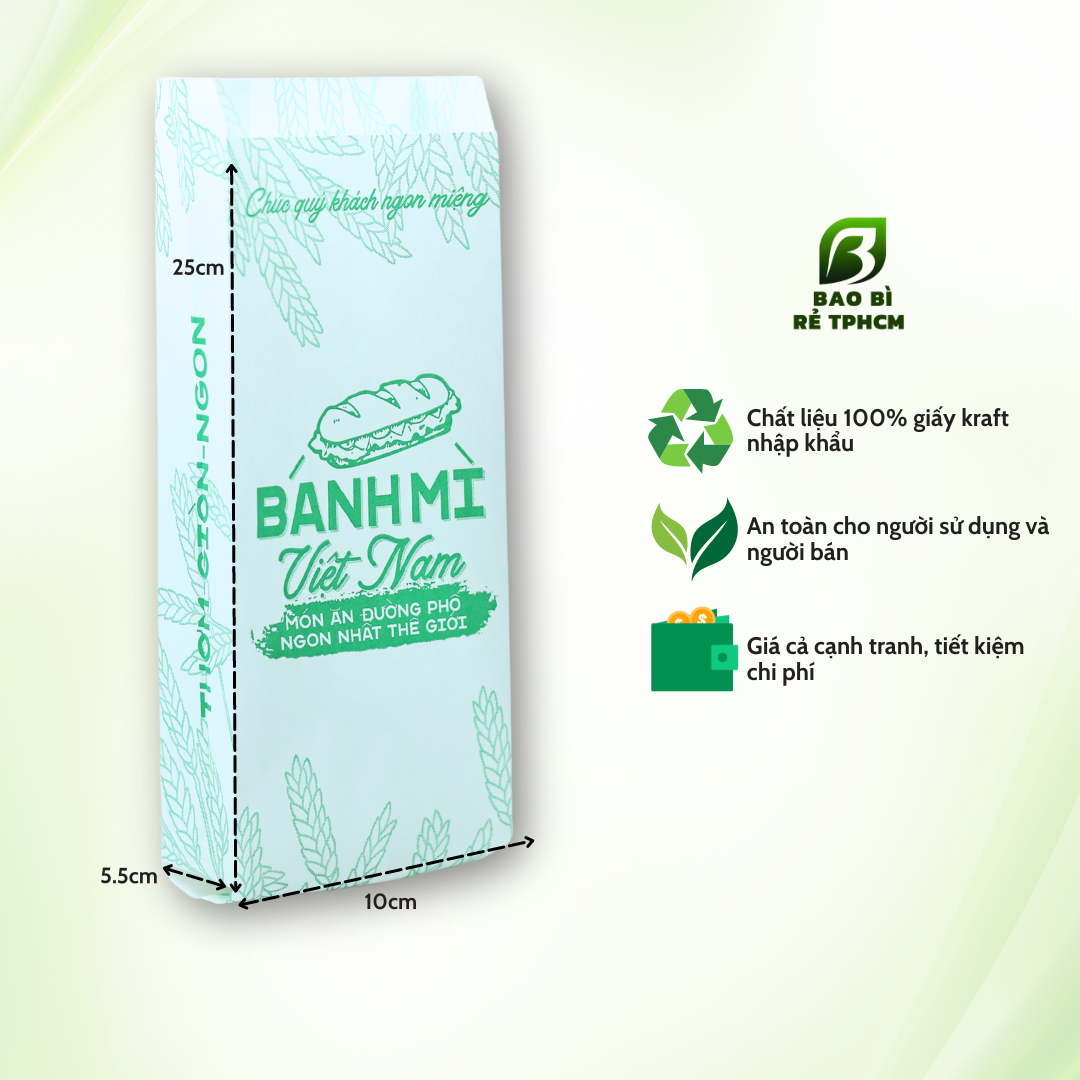 Túi đựng bánh mì việt nam trắng 1000 túi