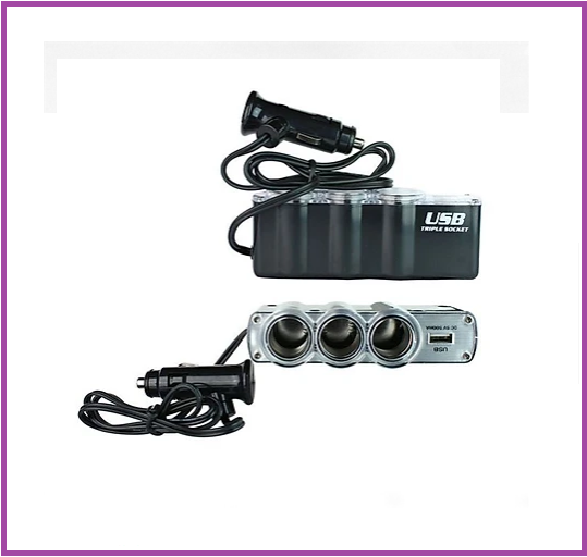Tẩu sạc nhanh ô tô 1 cổng USB chia 3 lỗ tẩu, bộ chia tẩu sạc ô tô