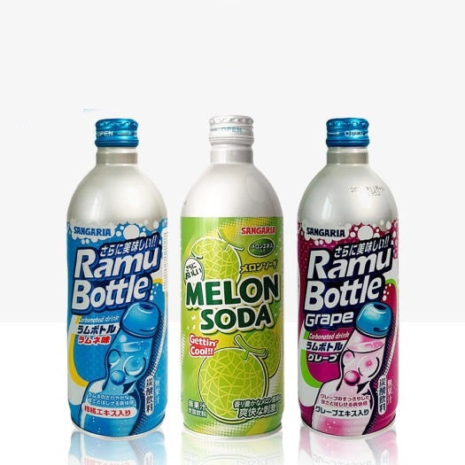 Nước ngọt có ga Sangaria Ramu Bottle Carbonated Drink, Sangaria Melon Soda Nhật Bản chai 500ml