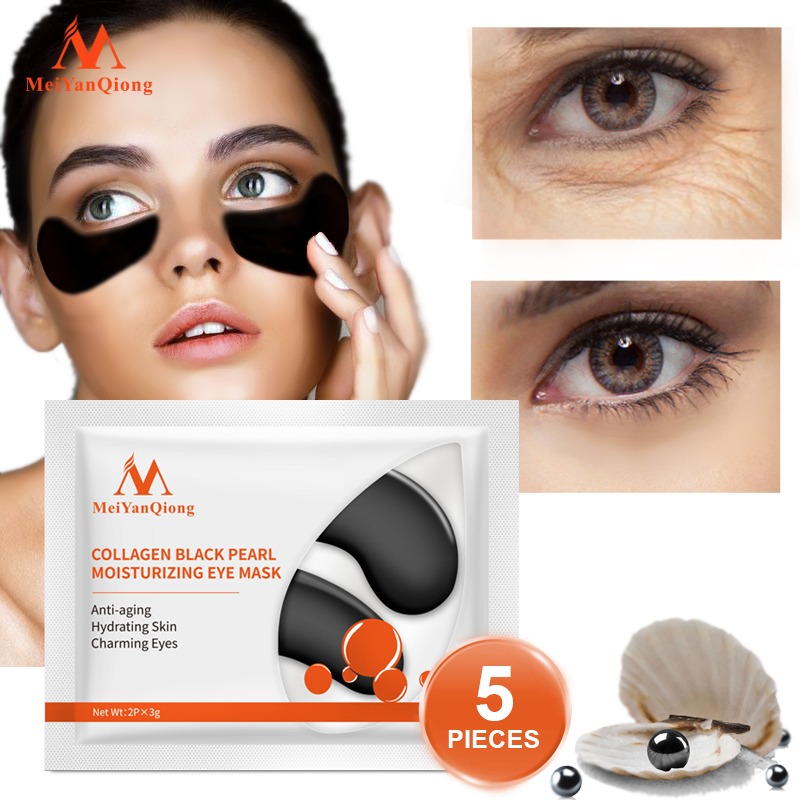 MeiYanQiong 5 Gói mặt nạ mắt collagen ngọc trai đen chống lão hoá xoá nếp nhăn/bọng mắt - INTL