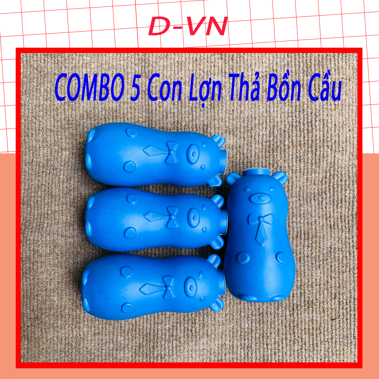 COMBO 5 Lợn thả bồn cầu tẩy - Viên thả bồn cầu hình con lợn - Vệ Sinh Toilet - Heo thả bồn cầu khử mùi diệt khuẩn D-VN
