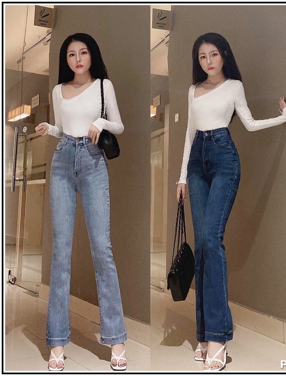Quần jean nữ lưng cao ỐNG LOE  LAI BẢN TO siêu hot trend mẫu mới HH 21
