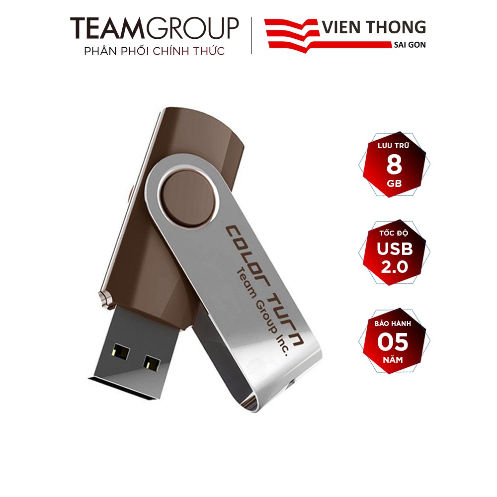 Usb 2.0 team group e902 8gb inc nắp xoay 360 - hãng phân phối chính thức