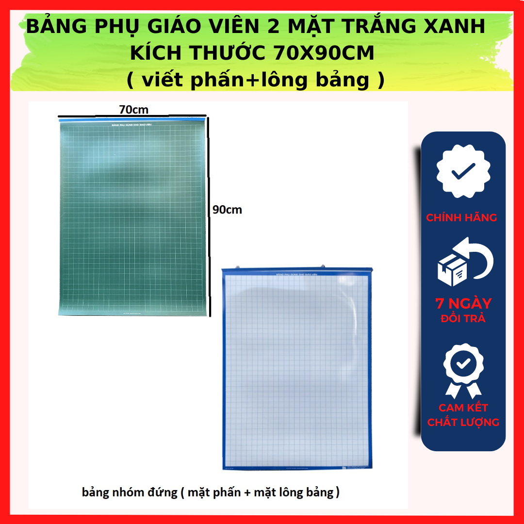 Bảng phụ giáo viên 2 mặt trắng xanh kích thước 70x90cm