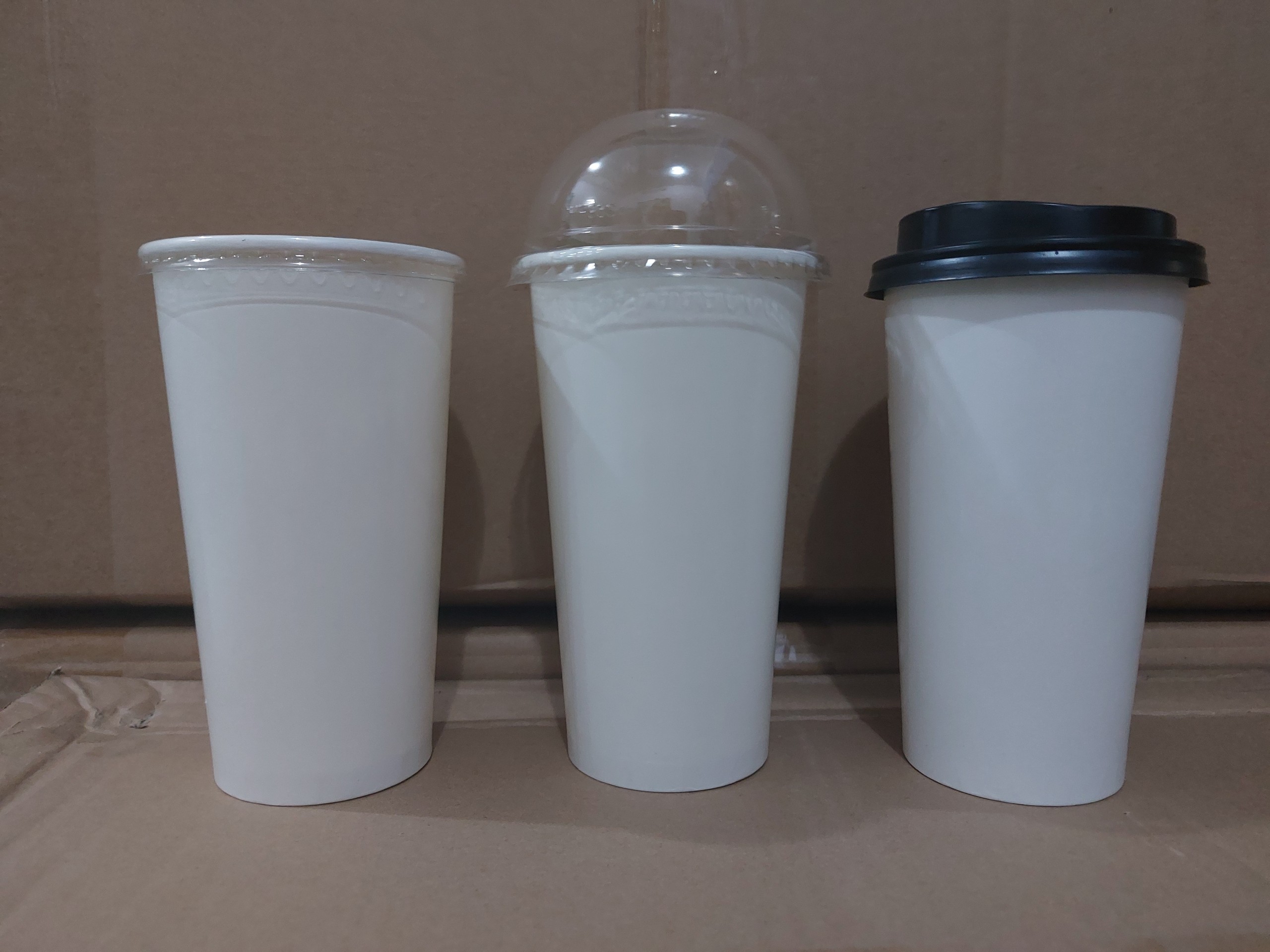 Ly giấy 22oz - 650ml Trắng, Set 50-100 cái kèm nắp