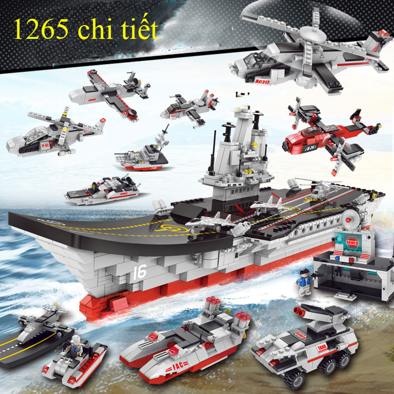 Bộ đồ chơi xếp hình Lego tàu sân bay cực lớn với 1265 chi tiết gồm rất
