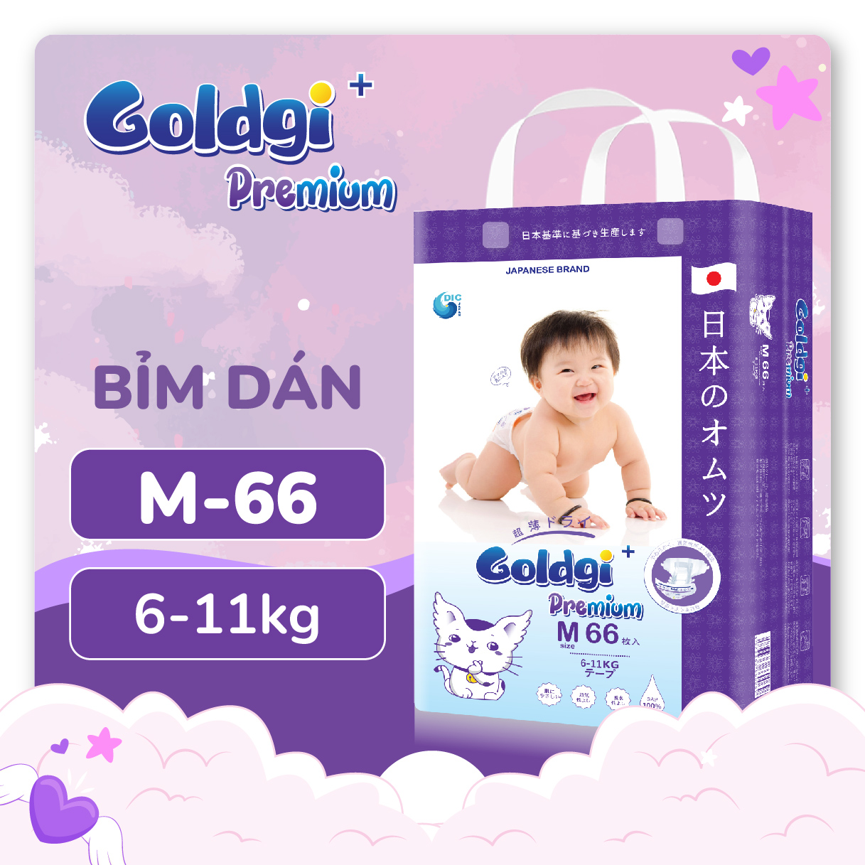Bỉm dán goldgi size l cao cấp