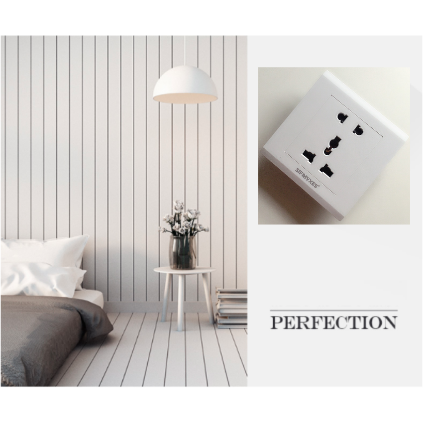 Combo 20 ổ cắm 5 lỗ đa năng vuông PVC chống cháy trắng có viền Topsocket