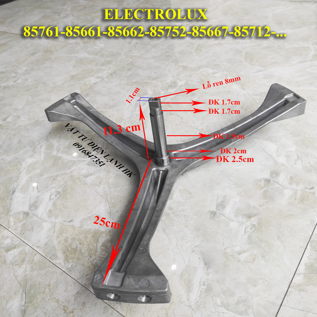 Trục càng chạc ba máy giặt electrolux elec ewf 85761 85661 ewp 85662 85752 85667 85712