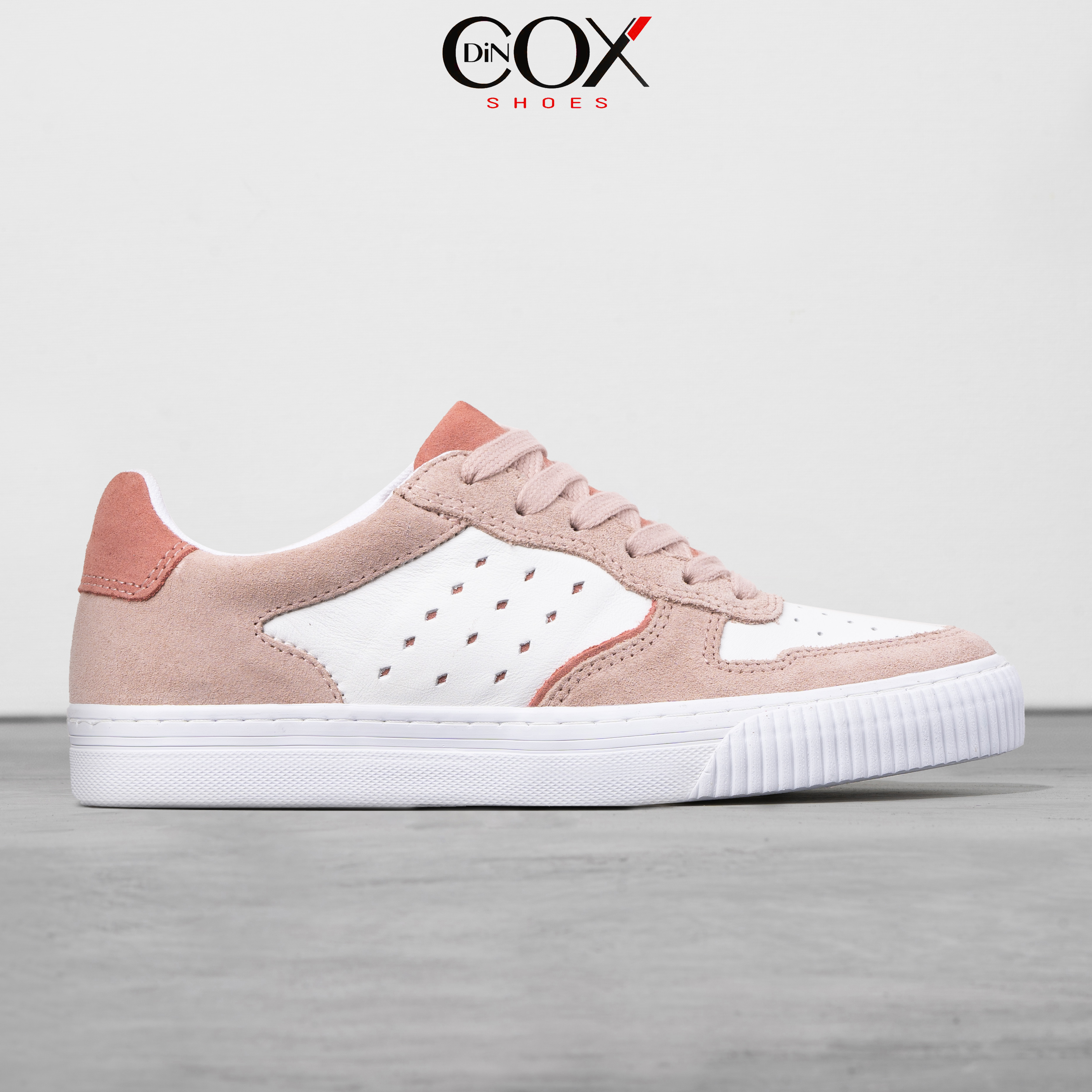 Giày sneaker da bò thật nữ dincox e03 pink sang trọng
