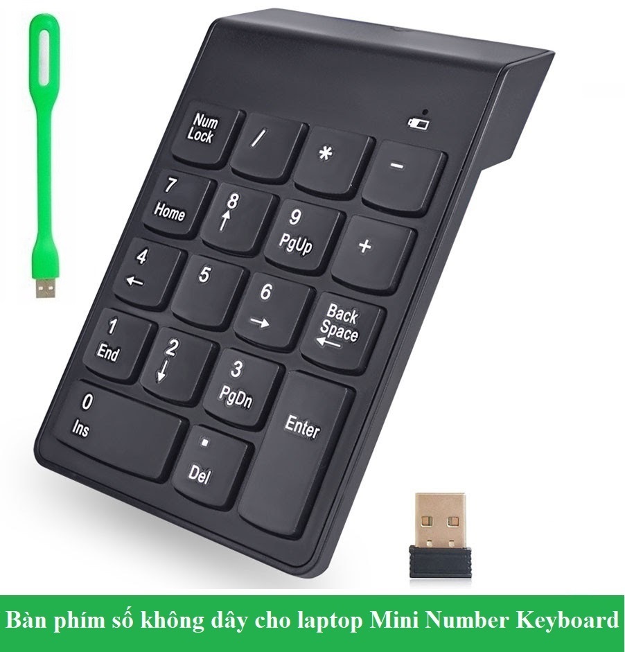 Bàn phím số không dây 18 phím thích hợp dùng cho nhiều thiết bị Laptop Máy Tính Xách Tay Máy Tính Để Bàn