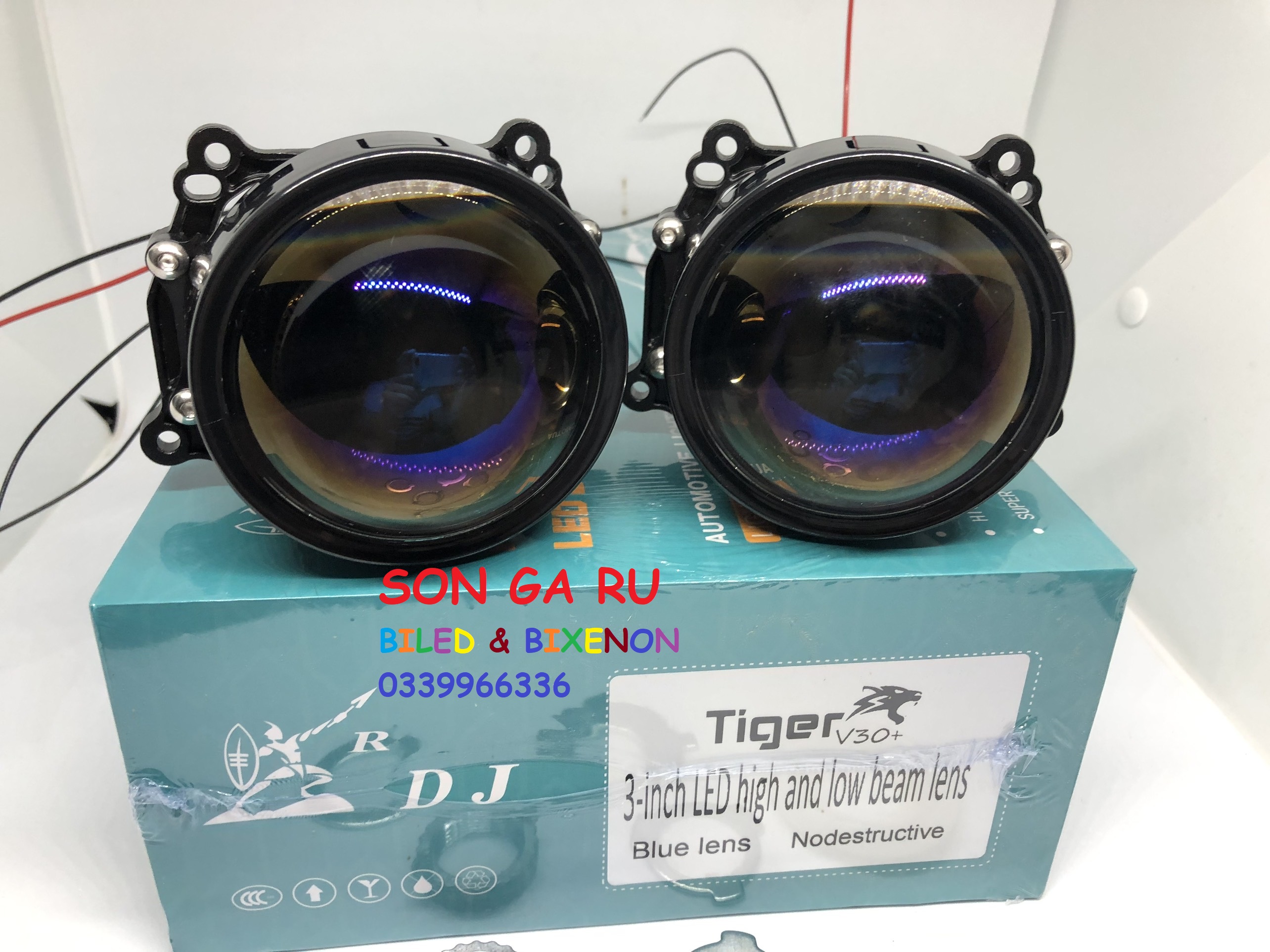 Biled TIGER V30 plus lens Xanh Tím 3 inch đui xoáy H4 H7 H11