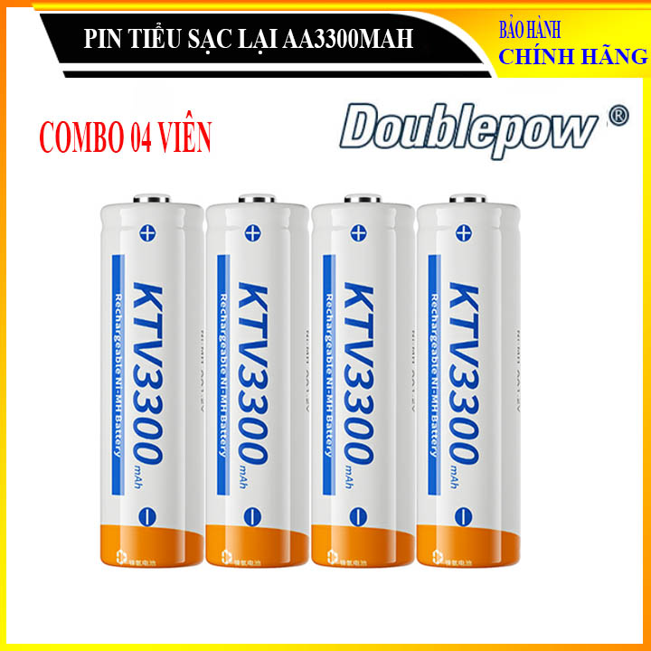 [Combo 4 viên] Pin sạc AA 3300mAh Doublepow - chuyên dùng Micro, KTV- (màu cam) - Có hộp đựng pin kèm theo