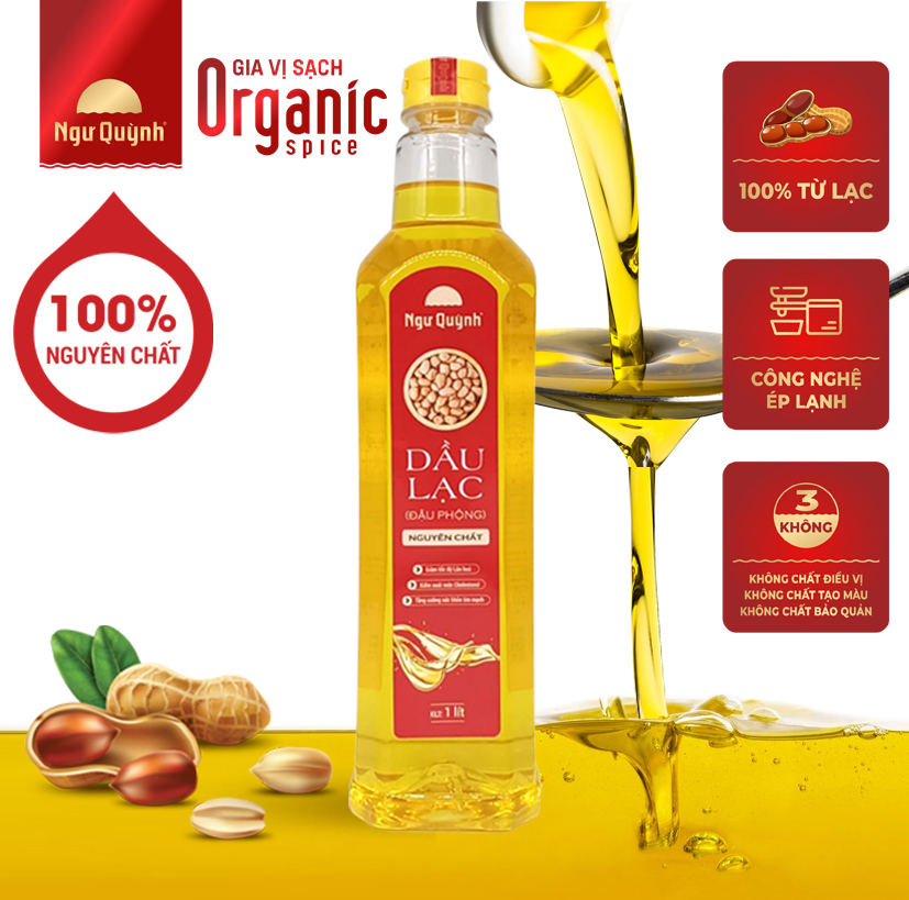 Dầu lạc 100% nguyên chất có chứng nhận vsattp 1 lít