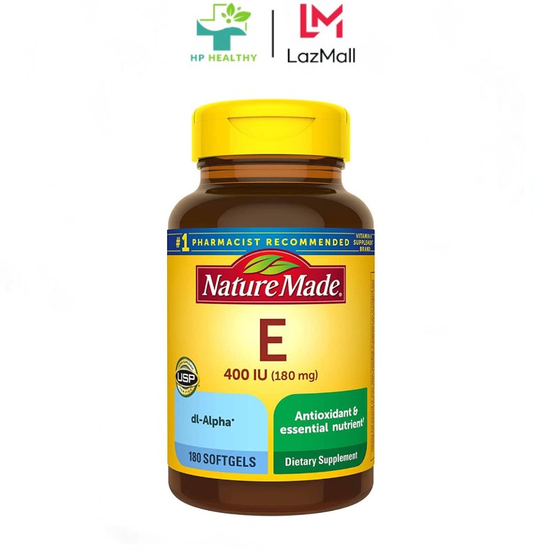 Viên uống Vitamin E Trắng Da Nature Made Vitamin E 400IU 180 Viên