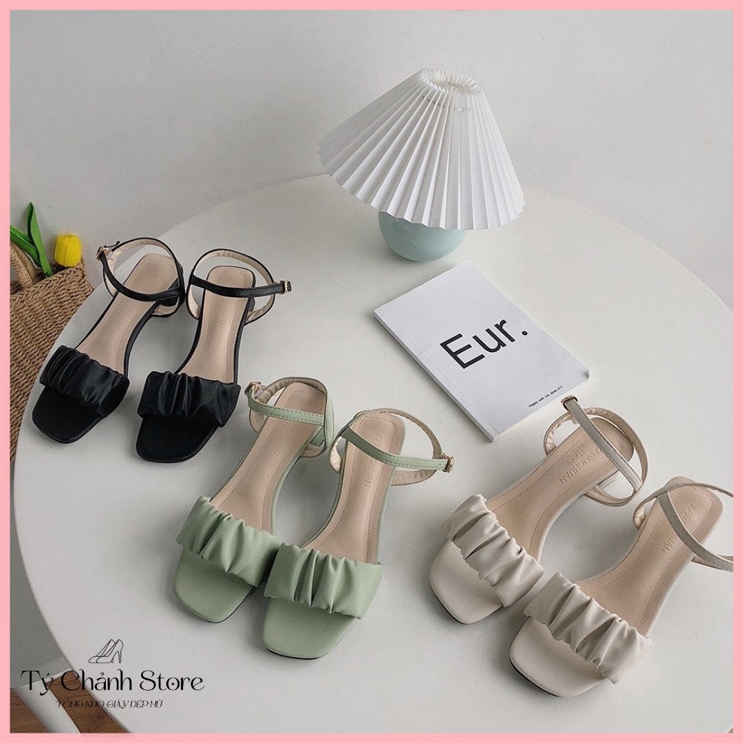 Giày sandal nữ đi học, đi làm cao gót thời trang, nhẹ nhàng, dép xăng đan ulzzang quai mảnh 4 phân siêu êm