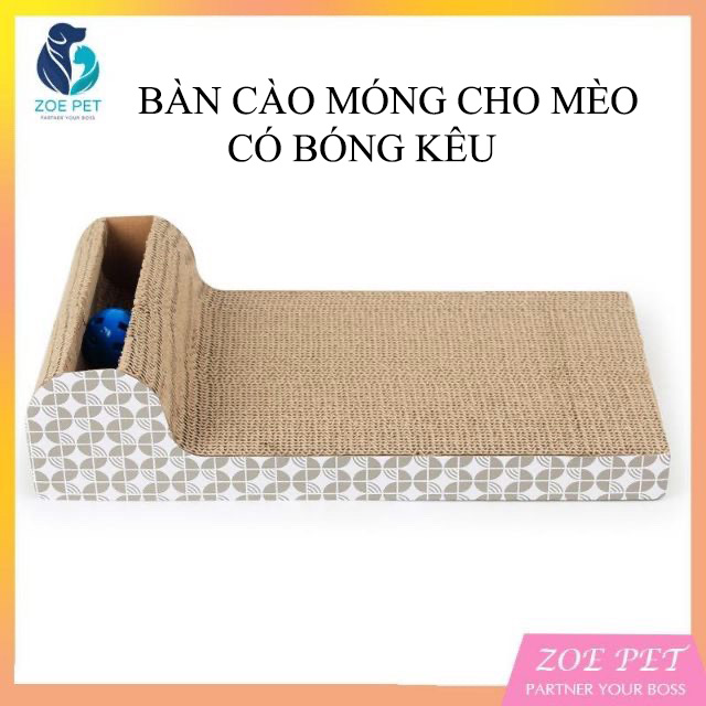 Bàn cào móng cho mèo, bàn cào có bóng chuông vui nhộn giúp mèo vui chơi, tặng kèm cỏ catnip