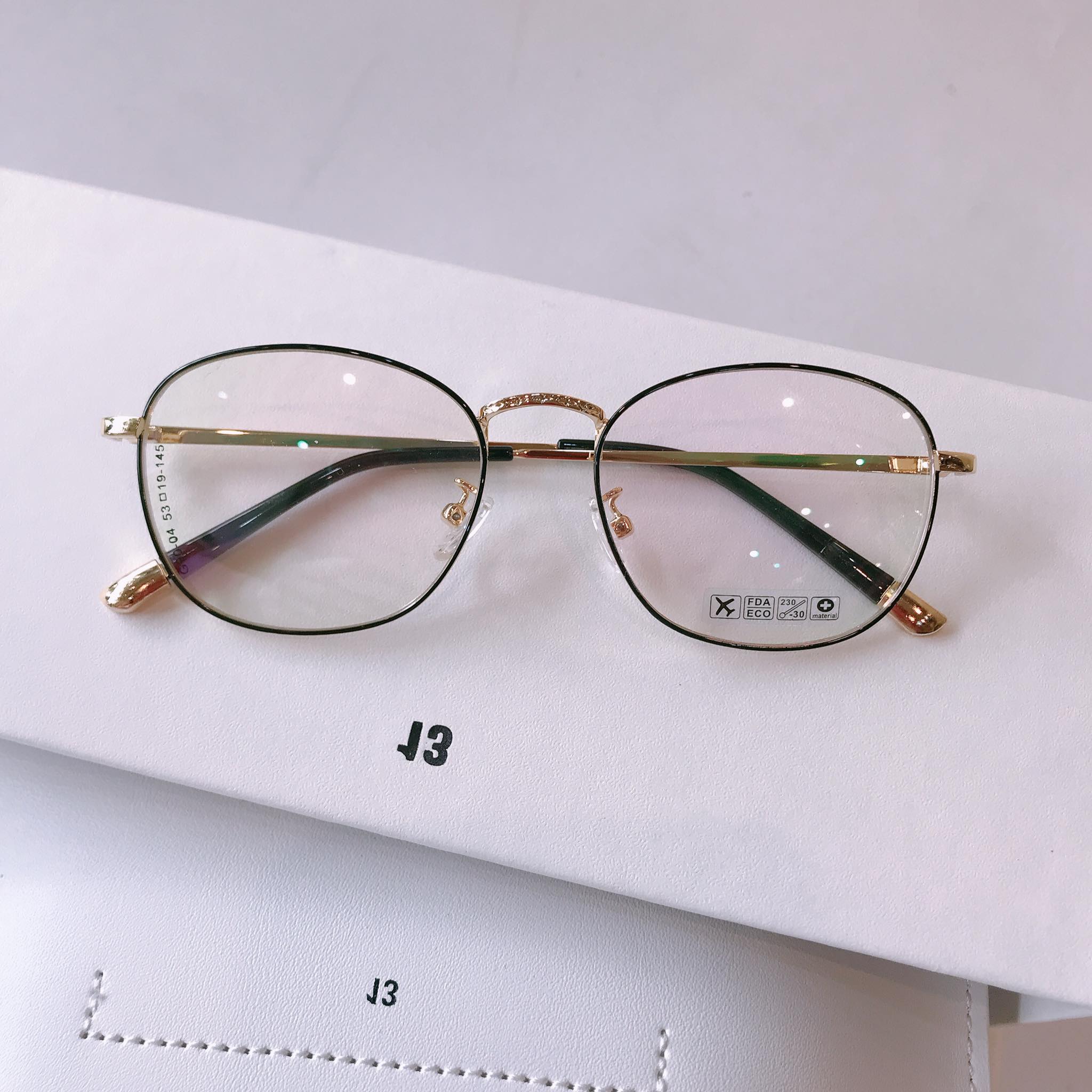 Kính gọng xinh Mắt vuông KOREA G9004 (Đen Vàng)