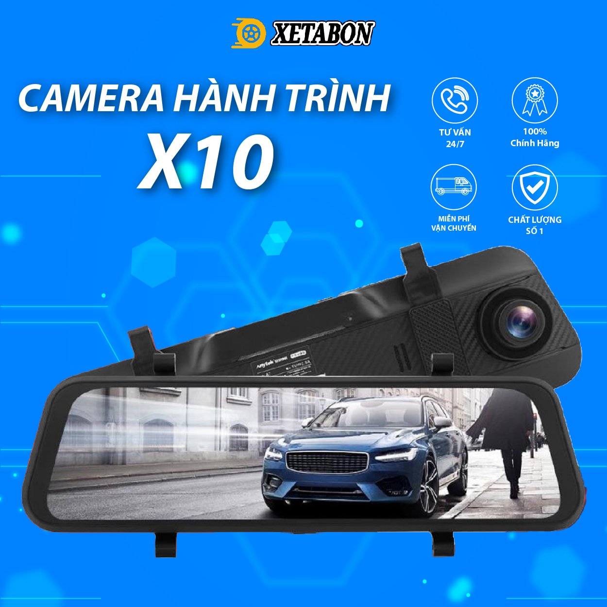 Camera hành trình ô tô X10 XETABON Full HD 1080p quay đêm rõ nét có cảnh báo va chạm phía trước bảo hành 12 tháng