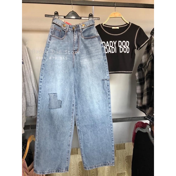 🔺bagyy jeans xanh ống dài rách