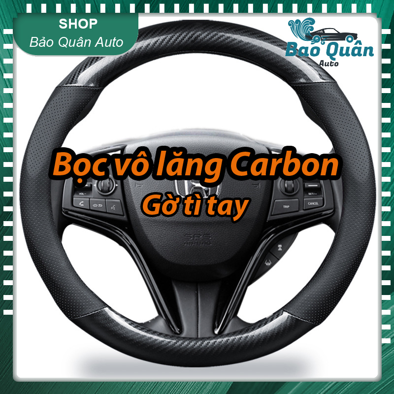 Bọc vô lăng ô tô cao cấp vân Cacbon có gờ tì tay đường kính 38cm