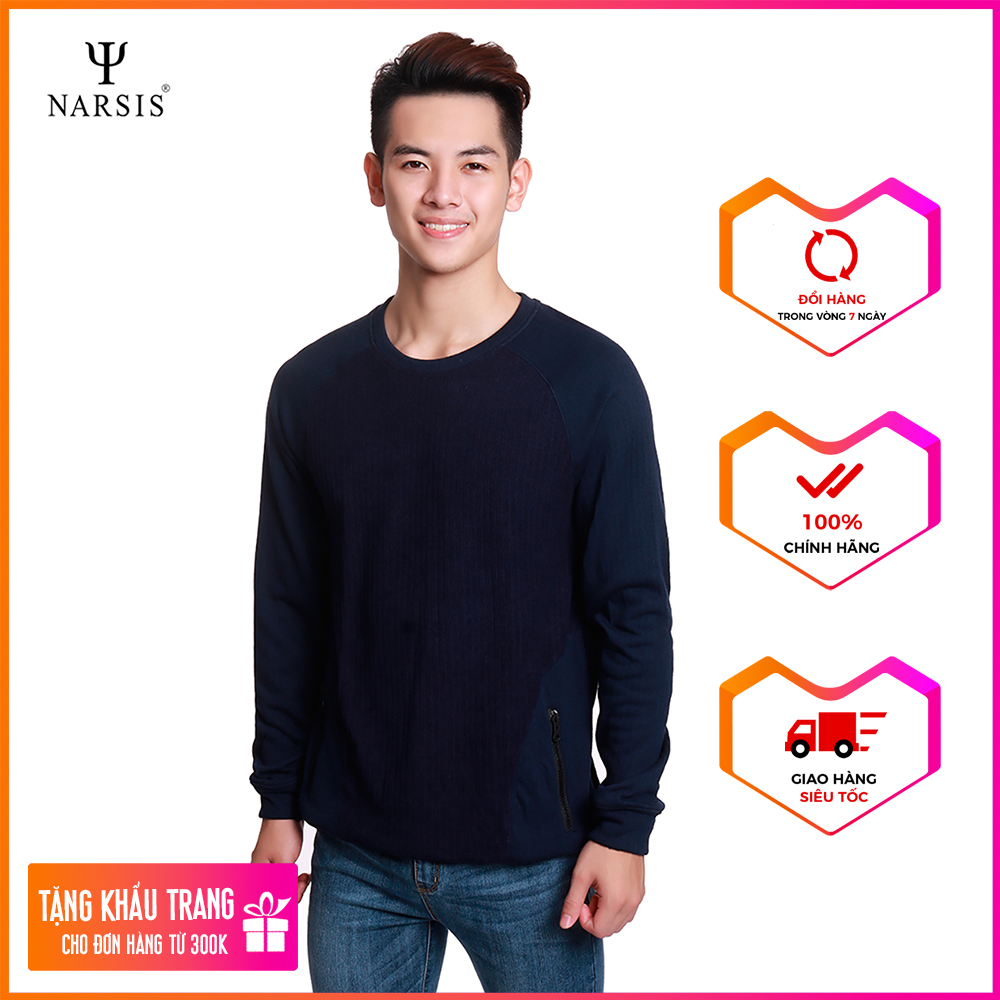 Áo thun nam dài tay cổ tròn Narsis D7053