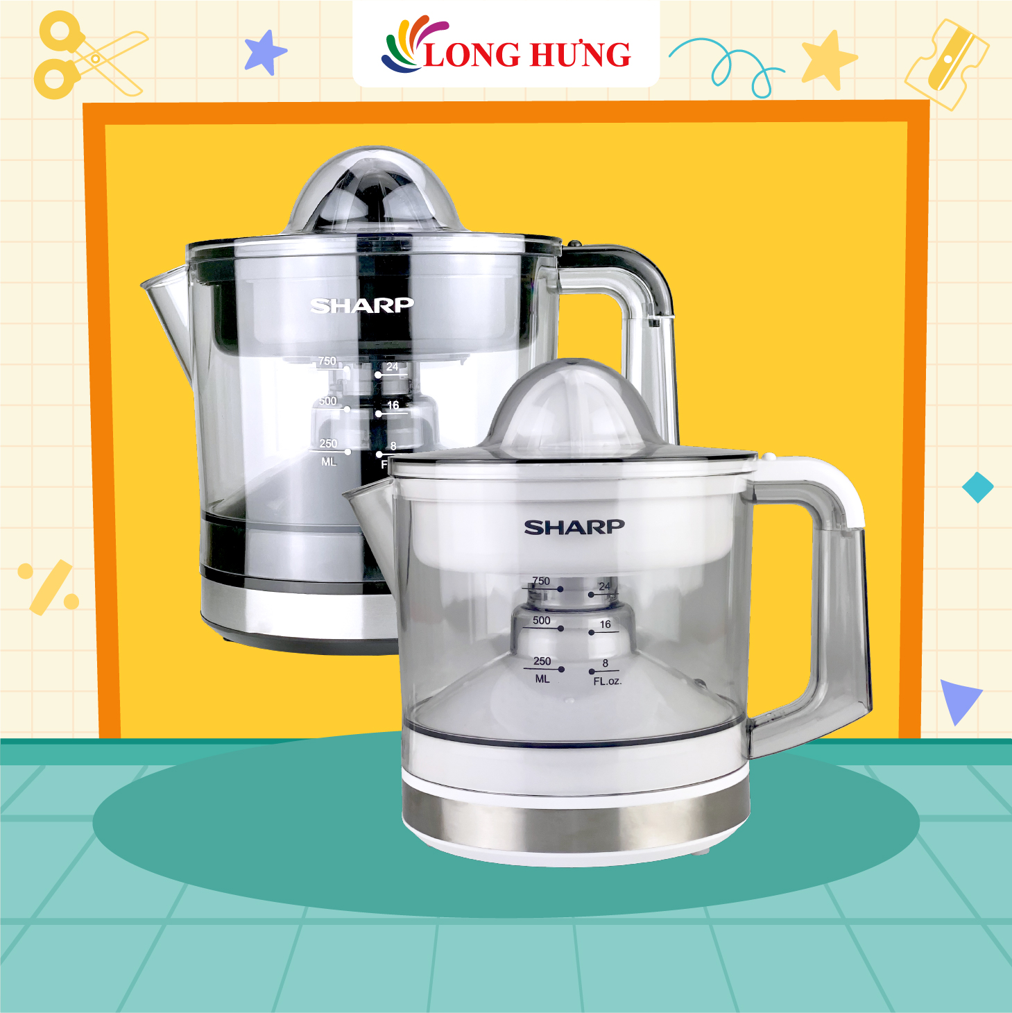 Máy vắt cam Sharp 0.75 lít EJ-J407 - Hàng chính hãng - Thiết kế nhỏ gọn, Dung tích 0.75 lít, Công suất 40W