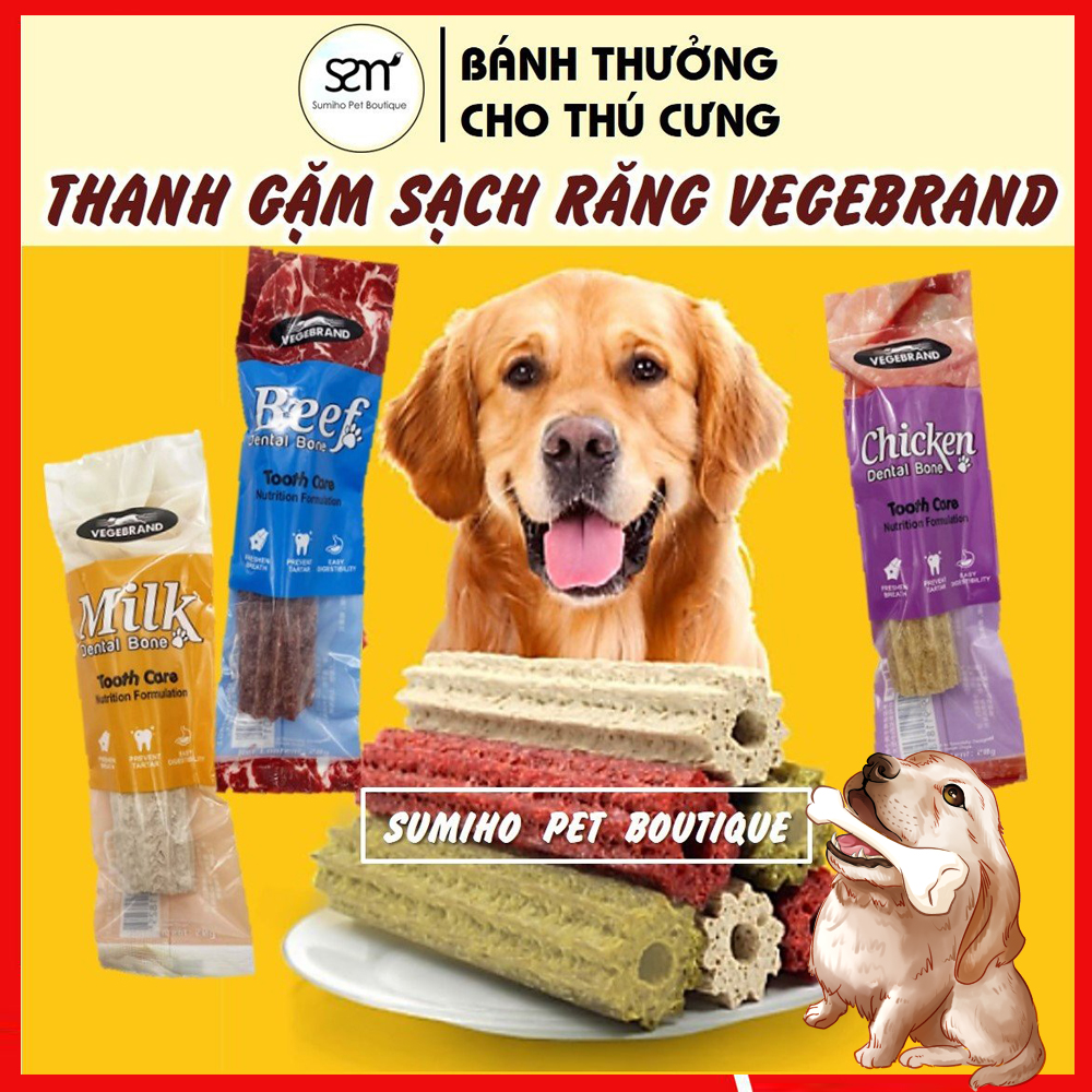 Xương gặm sạch răng Vegebrand (20gr/cây) 3 vị bò/gà/sữa - Bánh thưởng cho chó