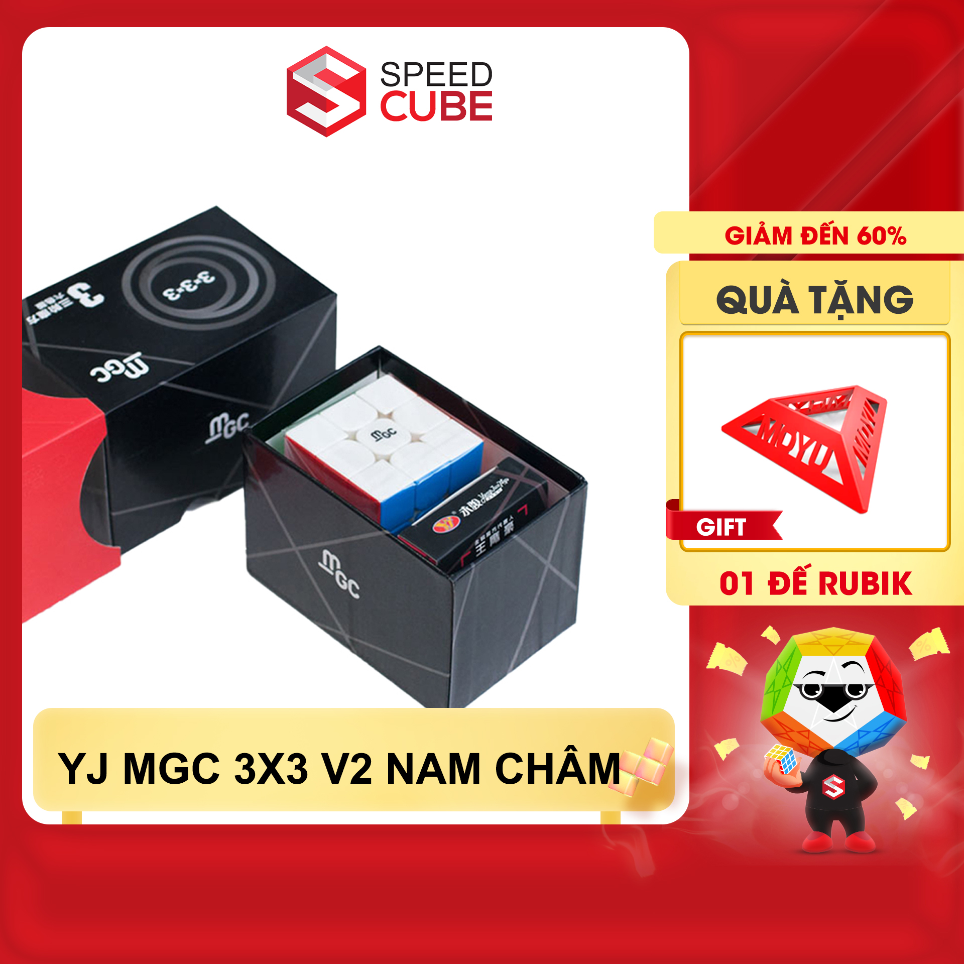 Rubik 3x3 yj mgc v2 có nam châm stickerless/viền đen - shop speed cube