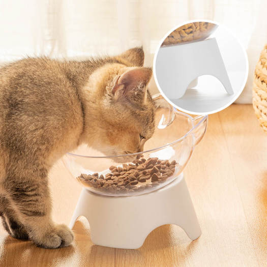 Bát ăn đơn cho thú cưng có đế nghiêng chống gù – Chén ăn dễ thương hình tai mèo cho chó mèo