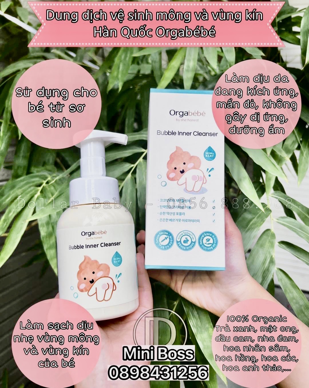 Dung dịch vệ sinh mông và vùng kín hữu cơ orgabebe hàn quốc cho bé