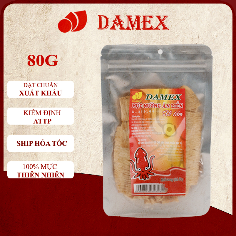Mực khô mực khô nướng xé tẩm gia vị ăn liền damex 80g mực xé tẩm vị đặc sản thơm ngon