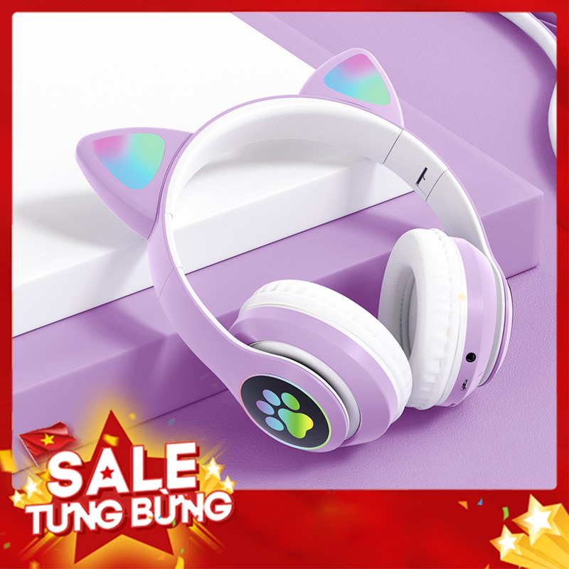 (hàng có sẵn)TAI NGHE TAI MÈO BLUETOOTH CHỤP TAI CÓ ĐÈN LED🎀(có mic) hàng chính hãng bảo hành 1 đổi 1 trong vòng 6 tháng.
