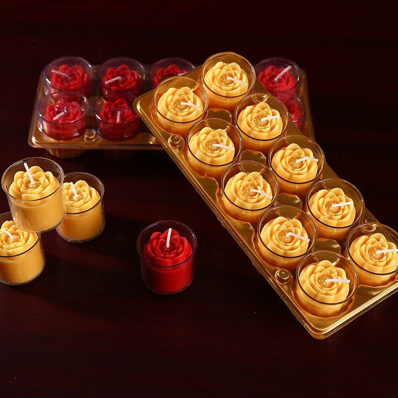 Nến Bơ Hoa Sen , Nến đèn cầy Hộp 2 màu không có hóa chất độc hại ( phật giáo tường thuận )