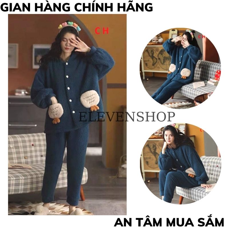 Bộ ngủ lông cừu xanh khuy cài , bộ mặc nhà lông dễ thương giữ nhiêt ,bộ lông cừu túi ngộ nghĩnh, ELEVENSHOP,bộ lông pijama ,bộ ngủ lông khuy cài ,bộ mặc nhà mùa đông hàn quốc ,quần lông nữ, áo lông gấu,bộ đô ngủ dài tay lông cừu
