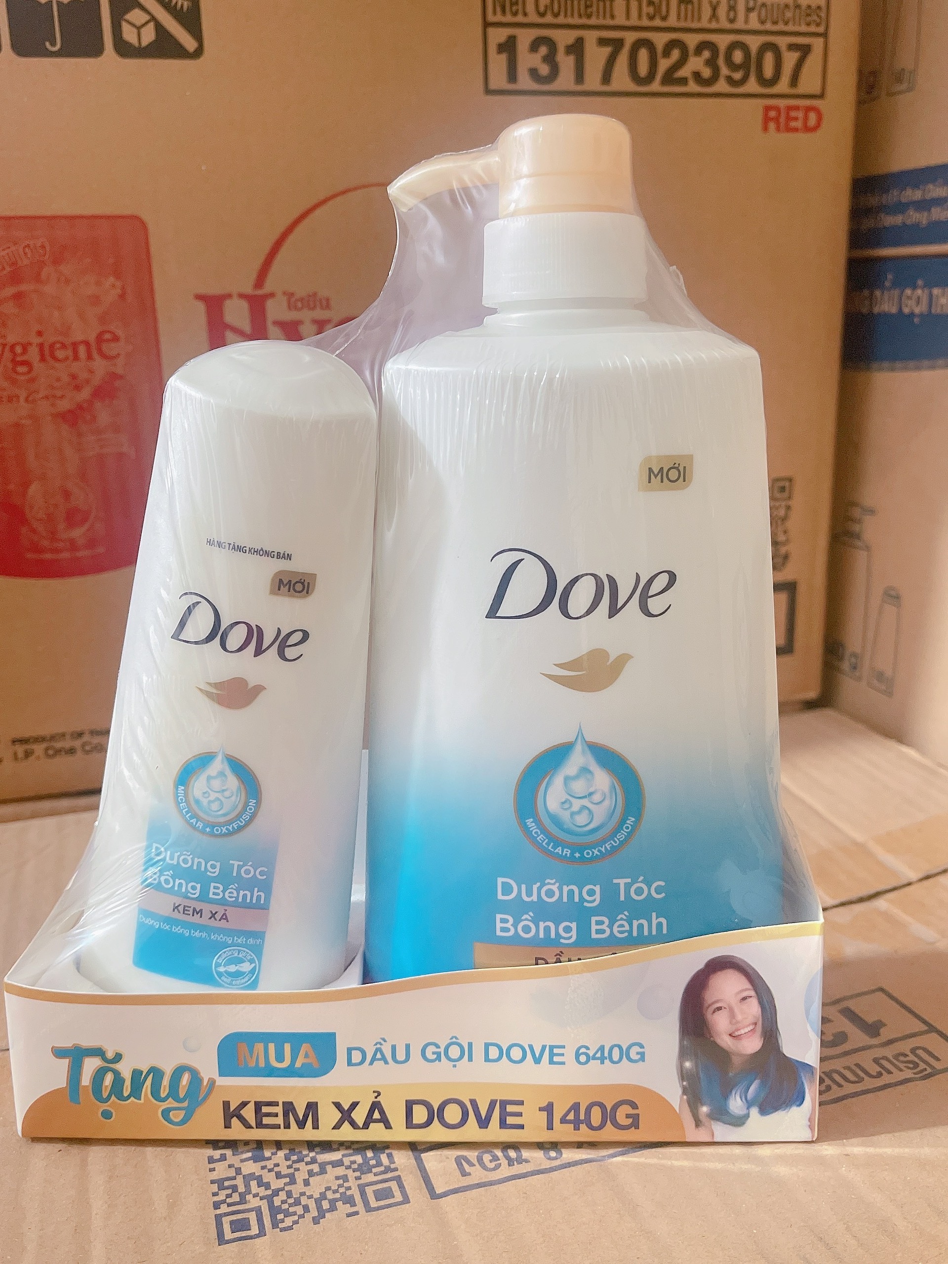 [Date T7-2025] Dầu Gội Dove 640g Dưỡng Tóc Bồng Bềnh/Ngăn Gãy Rụng Tóc Tặng 140g