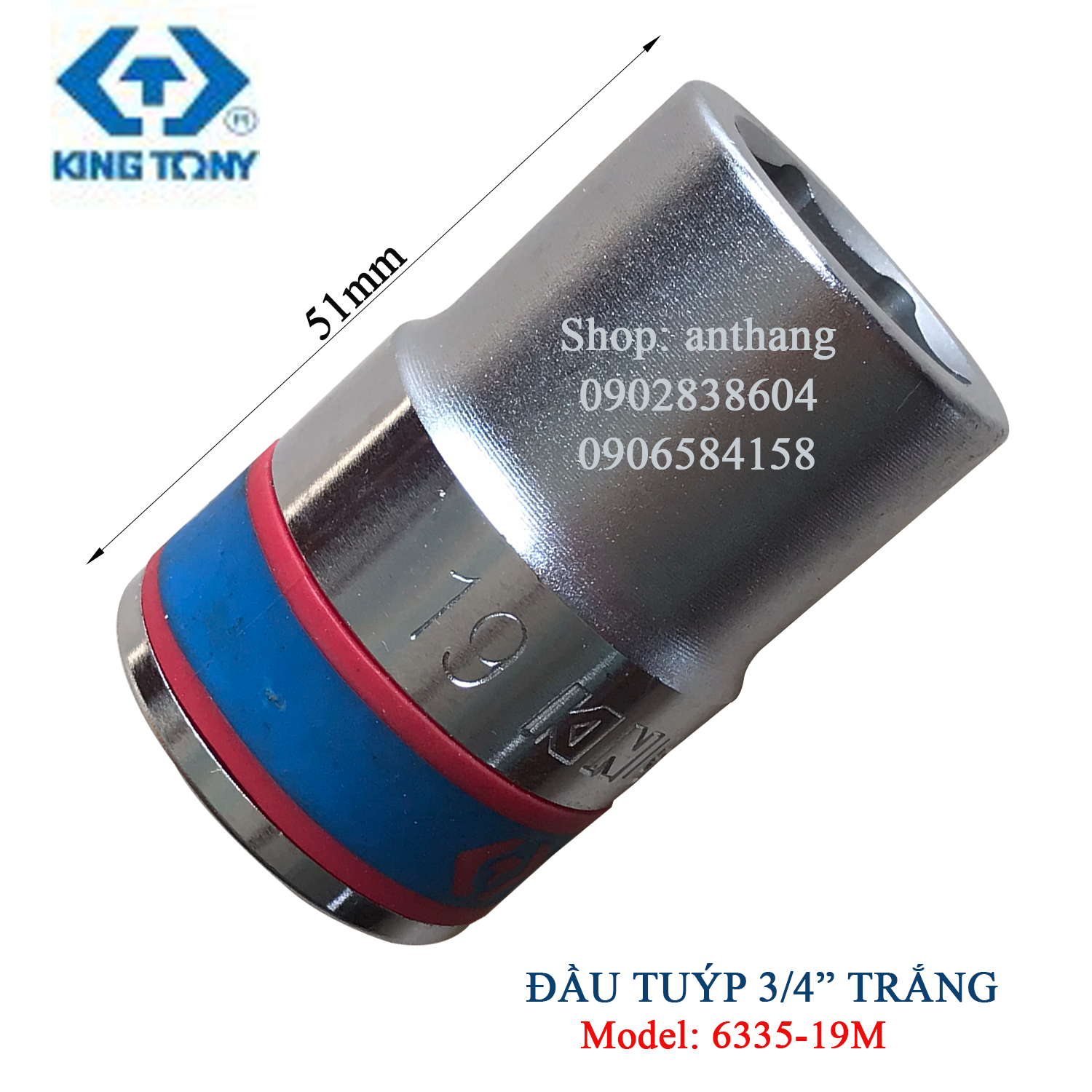 Khẩu tuýp trắng 3/4 inch Kingtony dùng vặn bu lông lục giác (Model: 6335)