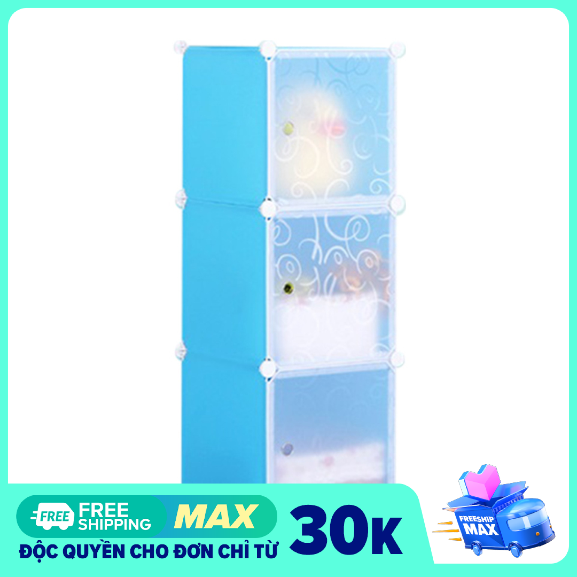 [VOUCHER FREESHIP 50K] Tủ lắp ráp 3 ngăn tự thiết kế Tâm house 054 xanh