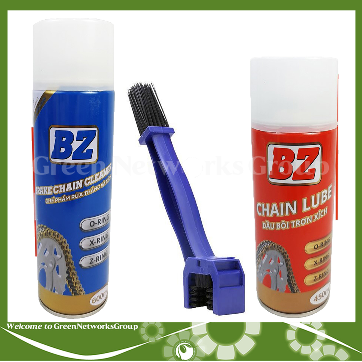 [HCM]Bộ chai xịt Vệ Sinh Sên - Dưỡng sên BZ kèm bàn chải vệ sinh sên Greennetworks