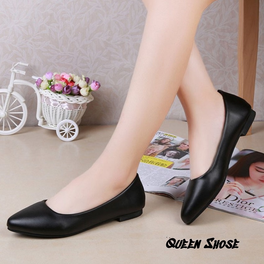 Giày búp bê nữ đế bệt, giày nữ đế bằng hàng vnxk da lỳ cao cấp