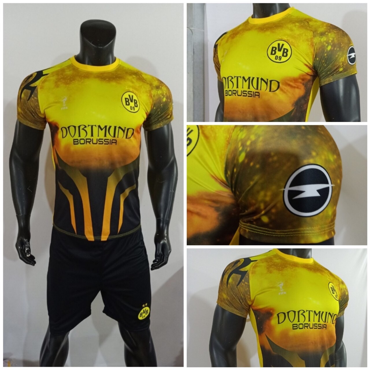 Bộ quần áo bóng đá Dortmund chế  Galaxy vàng đồng