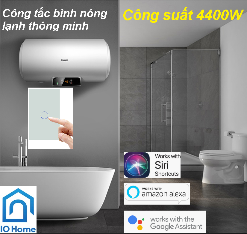 [HCM]Công tắc cảm ứng bình nóng lạnh cao cấp 20A 4400W nút tròn to - Tuya Smart Life boiler switch 20A 4400W (New Design 2021- IOHOME)