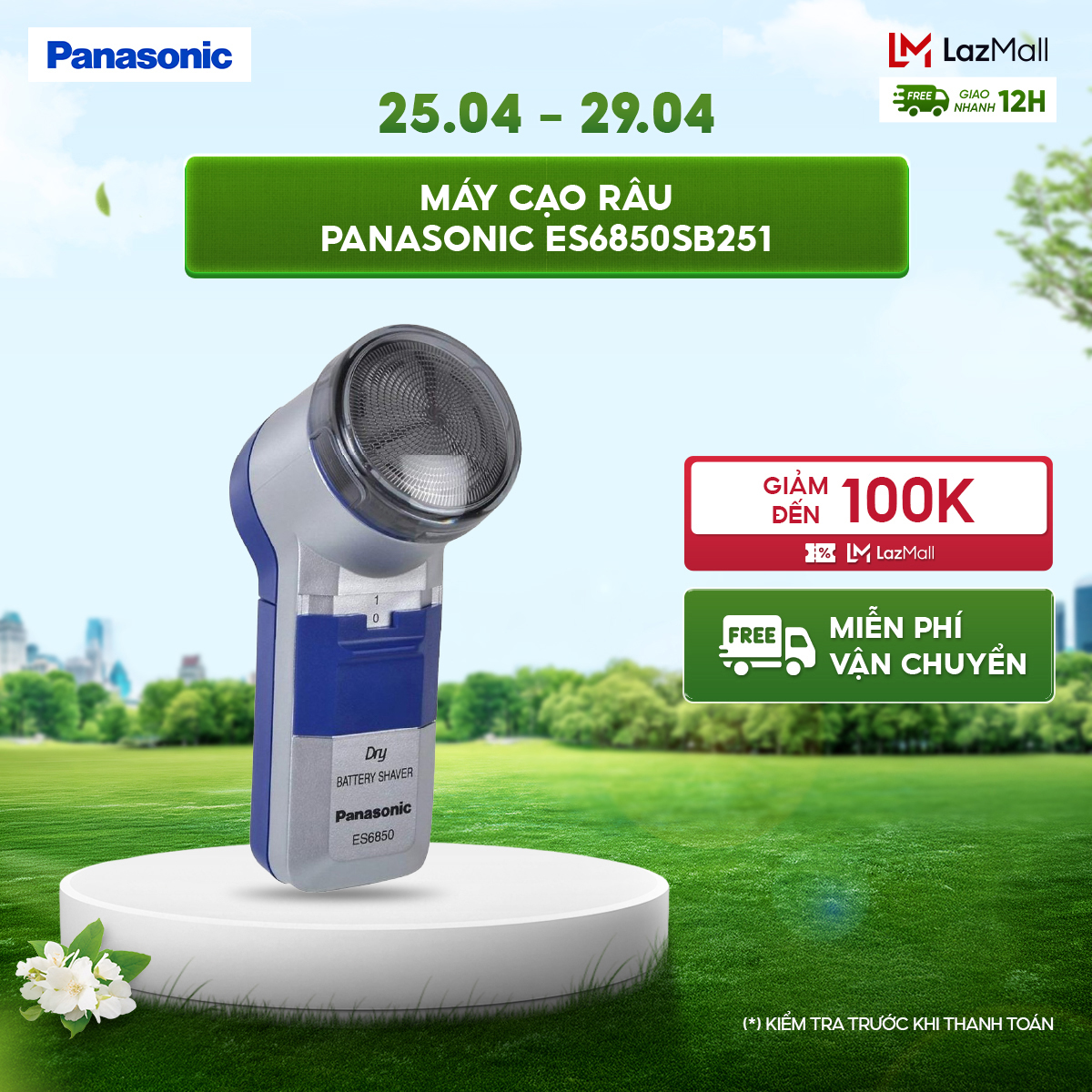 Máy cạo râu Panasonic ES6850SB251 - Tặng kèm 2 viên Evolta AA - Hàng chính hãng