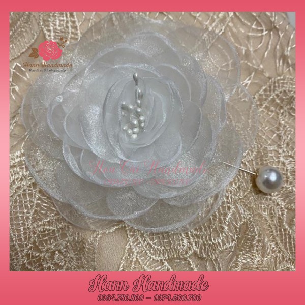 Bông cài váy áo cao cấp hòa cài 10cm vải voan xịn đủ màu làm thủ công [HANN HANDMADE - Hoa cài áo, phụ kiện thời trang sỉ]