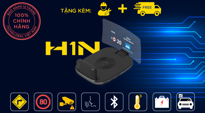 Hud vietmap h1x hiển thị thông số xe – cảnh báo giao thông