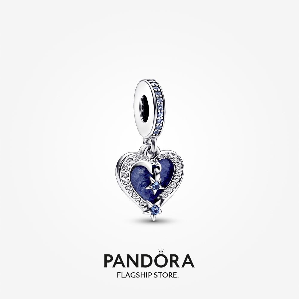 2023 New Original Pandoras Celestial Shooting Star Heart Double Dangle Charm Women Fashion Jewellery