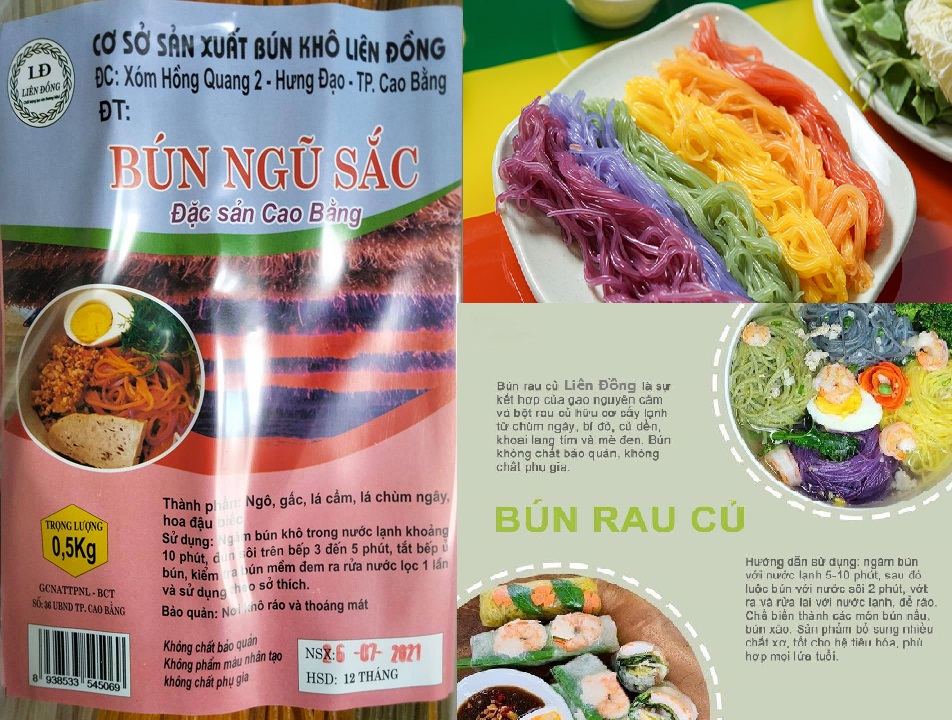 NEW - Bún Khô Ngũ Sắc 1kg. Thực Phẩm Eat Clean