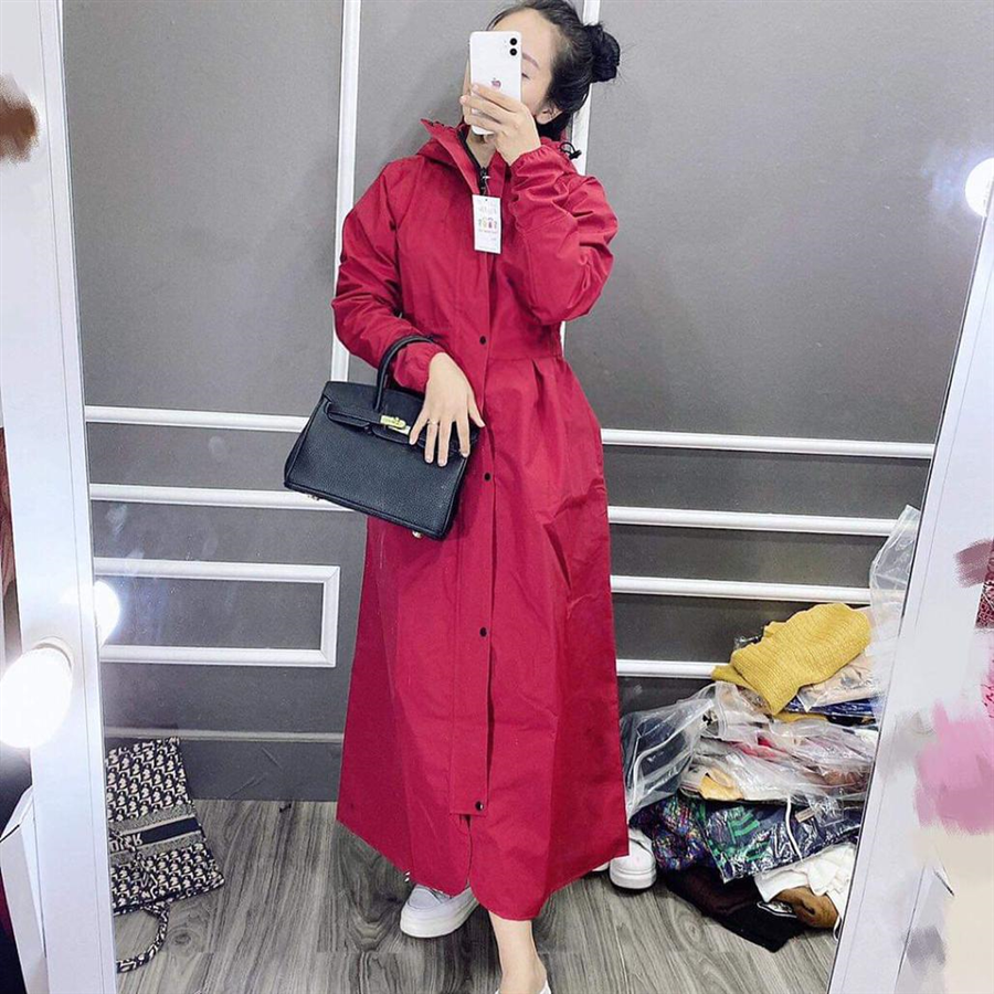 Áo mưa nữ thời trang măng tô 2 lớp khoác chống mưa gió lạnh mùa đông - ao mua mangto 2 lop