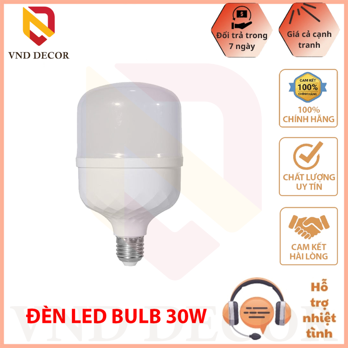 Bóng đèn led 30w, bóng đèn led bulb 30w trụ tròn cao cấp, ánh sáng trắng siêu sáng